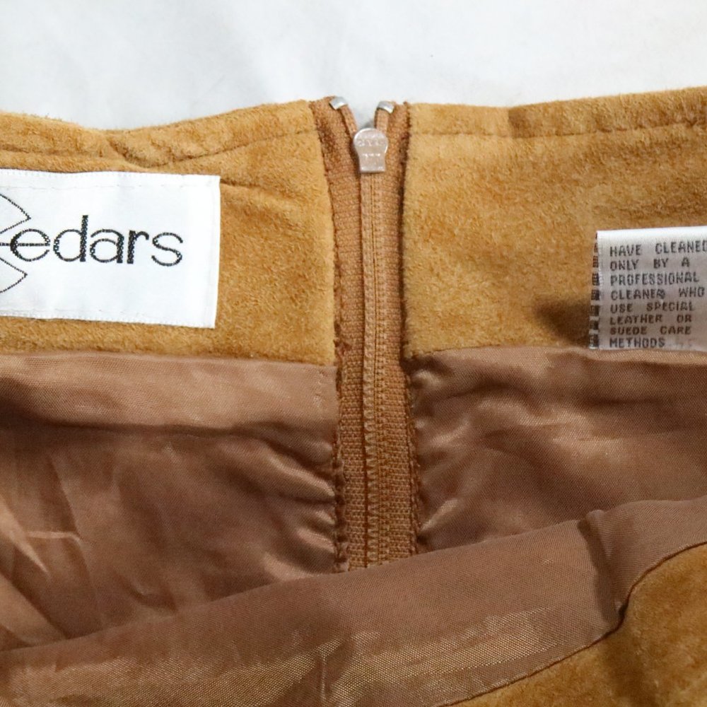 VTG CEDARS Genuine Palomino Leather Skirt Sz 14 - Picture 10 of 16
